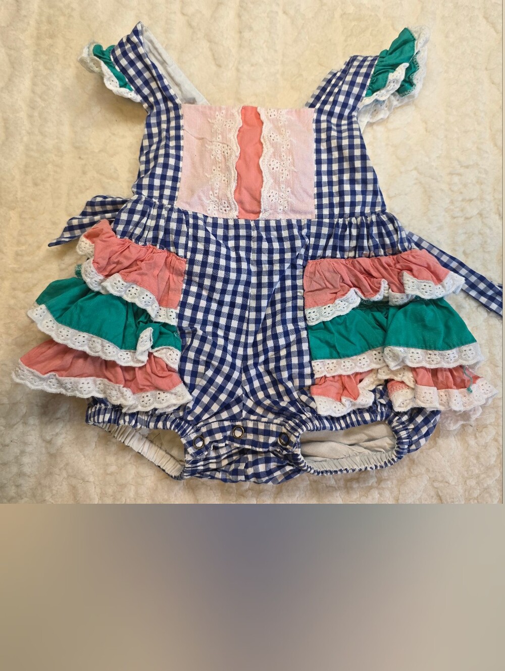 Willow Lane Baby Gingham Ruffle Romper 12M Boutique Sunsuit